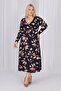 Women's Black Coffee Floral Pattern Double-Breasted Neckline Large Size Stretchy Maxi Dress - 2