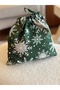 Green Christmas New Year Pouch - Linen Cloth Pouch - 20X20 - Gift Bag - Cloth Bag - 5