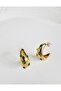 Steel Zircon Stone Half Hoop Earrings 3 cm - 2