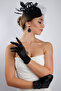Elegant Black Satin Tulle Long Bridal Gloves and Glamorous Wedding Fascinator Set - 4
