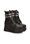 Wedge Heel Women's Boots High Sole Black Leather Heeled Boots 9cm - 4