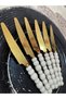 Gold Knife with Pearls and Colored Beads, 6 Pieces
