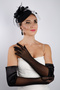 Stylish Black Stone Tulle Bridal Gloves and Elegant Wedding Fascinator Hat Set - 6