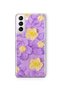 Samsung Galaxy S21 Compatible Purple Yellow Flower Pattern Transparent Phone Case