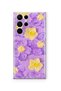 Samsung Galaxy S25 Ultra Compatible Purple Yellow Floral Pattern Transparent Phone Case