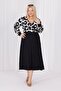 Women's Mink Black Leopard Pattern Blocky Double-Breasted Neck Balloon Sleeve Plus Size Stretchy Maxi Dress - 2