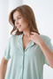 Women's Cotton Shirt Capri Stylish Casual Curve Bottom Top Nightwear Set - 2