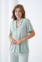 Women's Cotton Shirt Capri Stylish Casual Curve Bottom Top Nightwear Set - 7