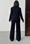 Women's Black Gold Button Detailed Bottom and Top Two-Piece Knitwear Set - 4