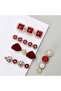 Hei Red Floral Patterned Daily Use 4-Piece Women's Hair Accessory Hairpin Set - 3