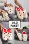 3-Pack Embroidered Mixed Pattern Teddy Bear Strawberry Cherry Heart No Sound Sole Women's Home Slippers - 2