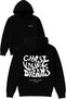 Chase Your Dreams Design Printed Oversized Black Hooded Sweatshirt