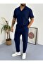 Men's Lycra Twill Ottoman Fabric Polo Collar Tshirt-Pants Set of 2