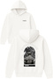 Vırtual Realıty Design Printed Oversized White Hooded Sweatshirt