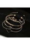 Gold Color 4-Piece Women's Bracelet Set – Elegant Heart and Hoop Design Combination Jewelry 0336