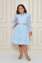 Blue Lace Girls Evening Dress