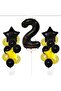İstoç Yellow Gold Foil Balloon Number Birthday Set Age 2