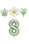 Istoch Water Green Color Number Star Heart and Daisy Foil Balloon Set Age 8