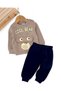 Baby Boy Winter 3-Layer Fleece Suit Fleece-Lined Cool Bear Printed Kangaroo Pocket Suit 6-9-12-18-24 Months - 2