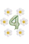 Istoch Water Green Color Number and 6 Daisy Foil Balloons Party Set Age 4