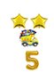 İstoç Gold Star Happy Birthday Written Number Foil Car Balloon Set Age 5