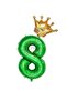 Green Number King Crown Foil Balloon Set Age 8