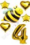 Bee Character Star Heart Foil Balloon Party Set Age 4