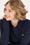 Women's Navy Blue Knitted Dress - 2