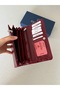 Crocodile Patterned Genuine Leather Women's Wallet with Plenty of Eyelets, Burgundy - 4