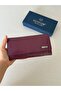 Crocodile Patterned Genuine Leather Women's Wallet with Plenty of Eyelets Purple