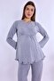 Effortt Gray Maternity Pajamas Set with Dressing Gown - 5