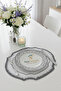 6 Pieces Silvery Embroidered Linen American Serving - Linen Placemat