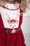 Girl's Long Sleeve Snow-Themed Winter Red Christmas New Year Concept Salopet Dress with Buckle Gift - 3