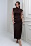 Women's Draped Front Midi Dress Slim Fit