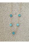 Gold water blue steel necklace - 4