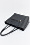 Black D41 Large Volume Daily, Work and School Women's Shoulder Bag with Zipper Closure and Front Pocket Detail - 5