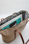 Women's Beige Large Size Satin Fabric Large Internal Volume Lined Hand, Arm and Shoulder Bag - 3