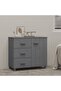 Sideboard HAMAR Dark Grey 90x40x80 cm Solid Pinewood
