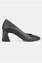 Women's Black Genuine Leather Classic Shoes with Medium Heel, Size 35-41 - 4