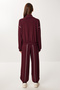 Contrast Stripe Knitted Top and Bottom Set Ldm0008 Bordo - 8