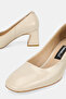 Women's Beige Patent Leather Genuine Leather Size 35-41 Medium Heel Classic Shoes - 4