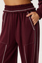 Contrast Stripe Knitted Top and Bottom Set Ldm0008 Bordo - 6
