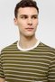 Khaki Regular Fit Crew Neck Striped Knitted T-Shirt - 4