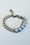 Mixed Color Chain and Bead Detailed Steel Men's Bracelet - 2