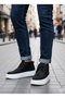 Lace-Up Fur-Lined Men's Sneaker Boots Black Suede (White Sole)