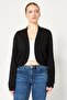 Women Split Neck Textured Cardigan, Black