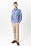 Navy Blue Slim Fit 100% Cotton Oxford Shirt - 6