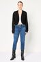Women Split Neck Textured Cardigan, Black - 2