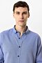 Navy Blue Slim Fit 100% Cotton Oxford Shirt - 4