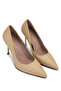 Women's Genuine Leather Beige Heeled Shoes - 2